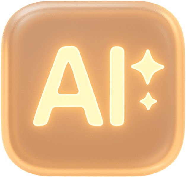 Floating amber AI icon illustration