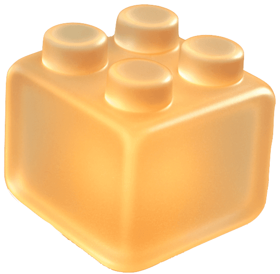 Glowing amber glass building block illustration