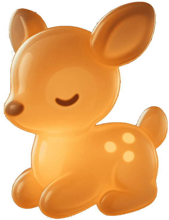 Glowing amber 3D baby deer fawn illustration