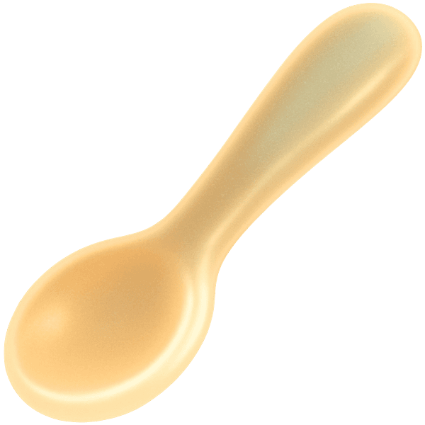 Glowing amber glass baby spoon illustration