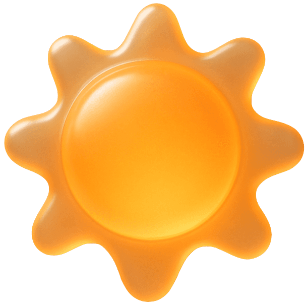 Glowing amber glass sun illustration