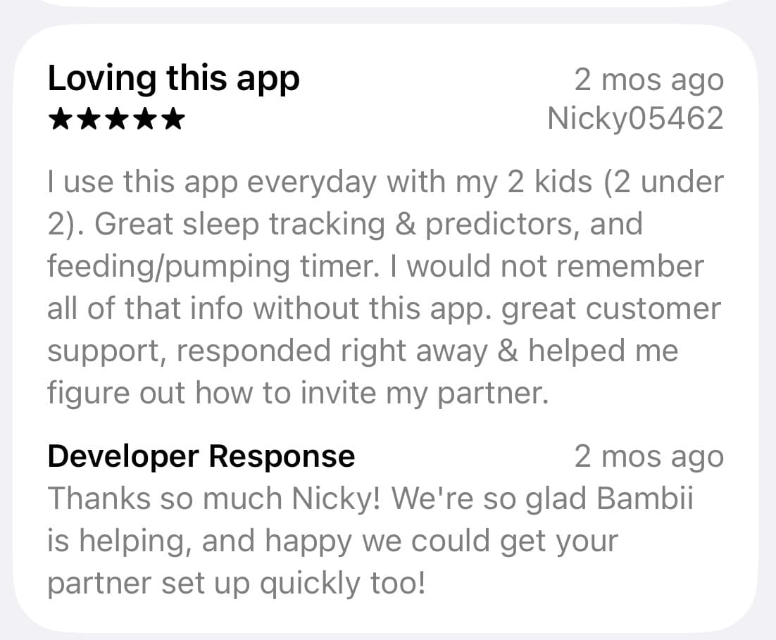 Five-star App Store review of Bambii